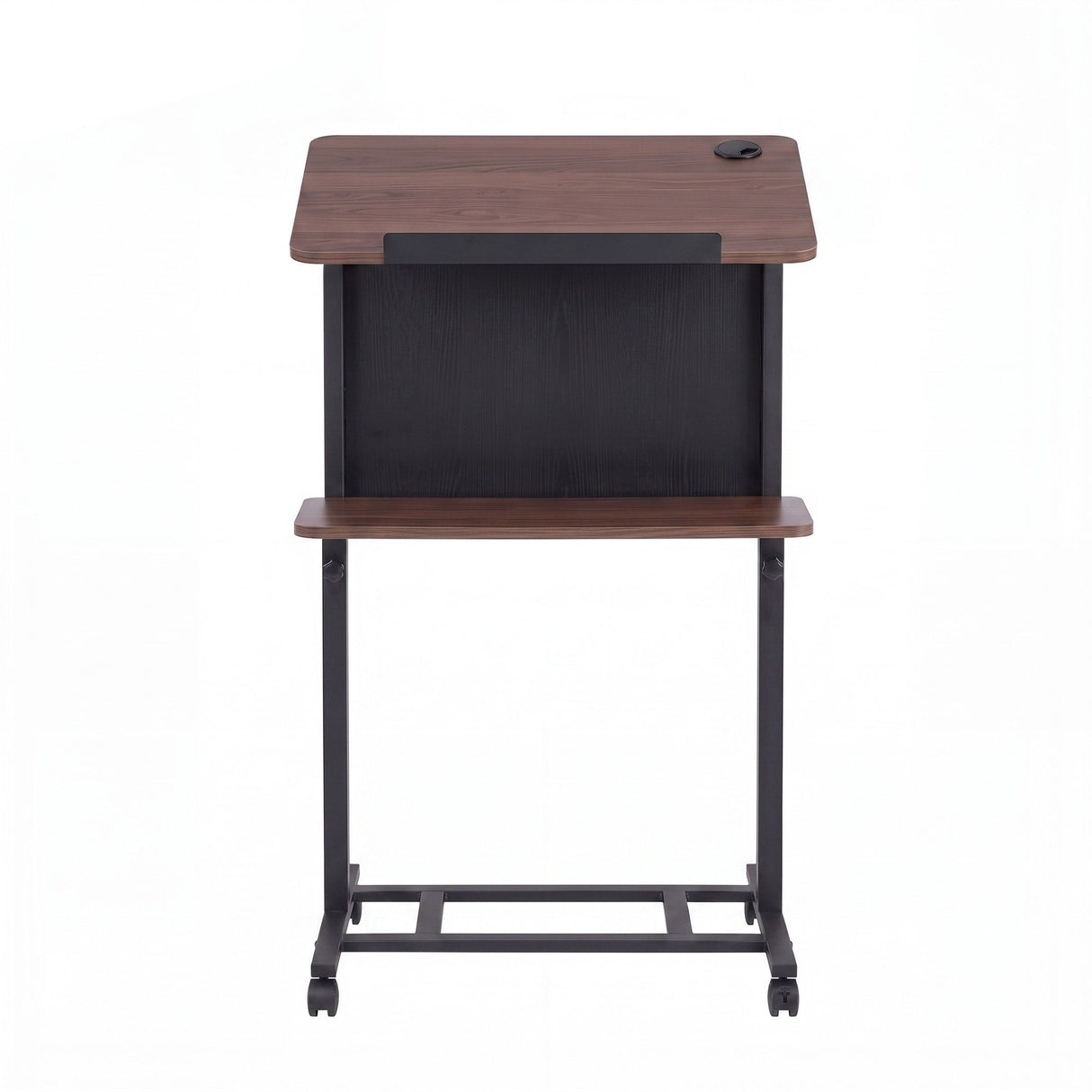 Artiss Mobile Lectern Podium Stand with Storage Shelf Height Adjustable Laptop Desk Black & Walnut