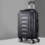 Wanderlite 20 Inch Luggage with Zipper Lock Travel Suitcase Carry On Hard Shell Luggage Case Black