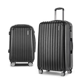 Wanderlite 20in 28in Luggage 2Set with Zipper Lock Carry On Hard Shell Travel Suitcase Luggage Case Black