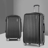 Wanderlite 20in 28in Luggage 2Set with Zipper Lock Carry On Hard Shell Travel Suitcase Luggage Case Black