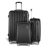 Wanderlite 3 Set Luggage 20-24-28 Inch with Zipper Lock Carry On Hard Shell Travel Suitcase Luggage Case Black