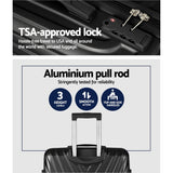 Wanderlite 3 Set Luggage 20-24-28 Inch Suitcase with TSA Lock Carry On Hard Shell Travel Luggage Organiser Case Black