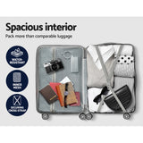 Wanderlite 3 Set Luggage 20-24-28 Inch Suitcase with TSA Lock Carry On Hard Shell Travel Luggage Organiser Case Silver