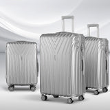 Wanderlite 3 Set Luggage 20-24-28 Inch Suitcase with TSA Lock Carry On Hard Shell Travel Luggage Organiser Case Silver