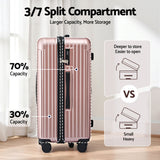 Wanderlite 28" Trunk Luggage Suitcase Travel 5 Wheels Type-C Port TSA Rose Gold