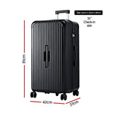 Wanderlite 32" Trunk Luggage Suitcase Travel 5 Wheels Type-C Port TSA Black