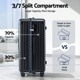 Wanderlite 32" Trunk Luggage Suitcase Travel 5 Wheels Type-C Port TSA Black