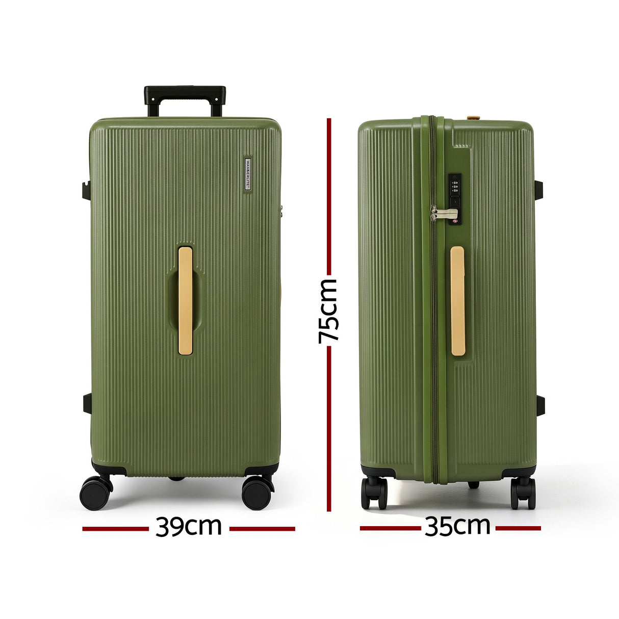 Wanderlite 28" Modern Vertical Trunk Luggage Suitcase Travel 5 Wheels Type-C TSA Olive Green