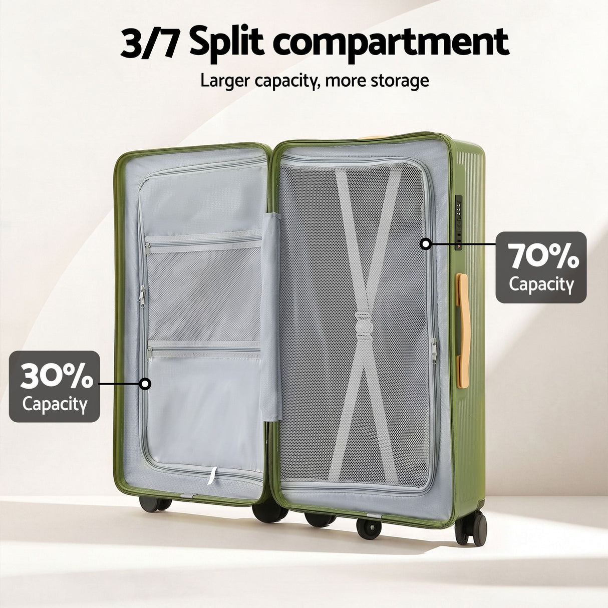 Wanderlite 28" Modern Vertical Trunk Luggage Suitcase Travel 5 Wheels Type-C TSA Olive Green