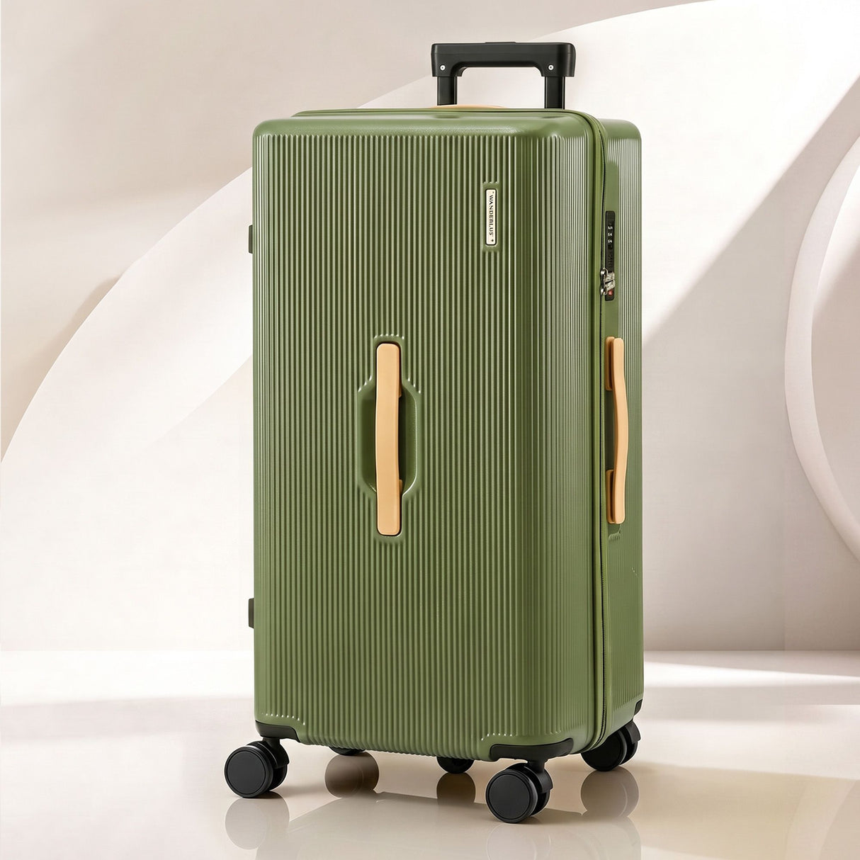 Wanderlite 28" Modern Vertical Trunk Luggage Suitcase Travel 5 Wheels Type-C TSA Olive Green