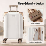 Wanderlite 20" Aluminium Frame Carry On Luggage Suitcase TSA Lock Spinner Wheels White Gold