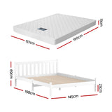 Giselle Double Mattress with Artiss Wooden Bed Frame Natural Pine Timber Base