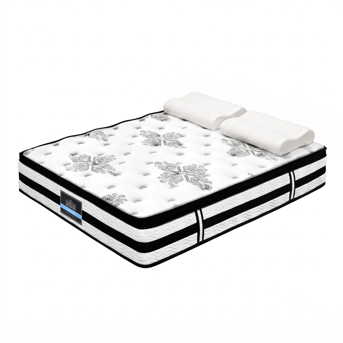 Giselle Queen 34cm 5-Zone Euro Top Pocket Spring Mattress with 2 Natural Latex Contour Pillows