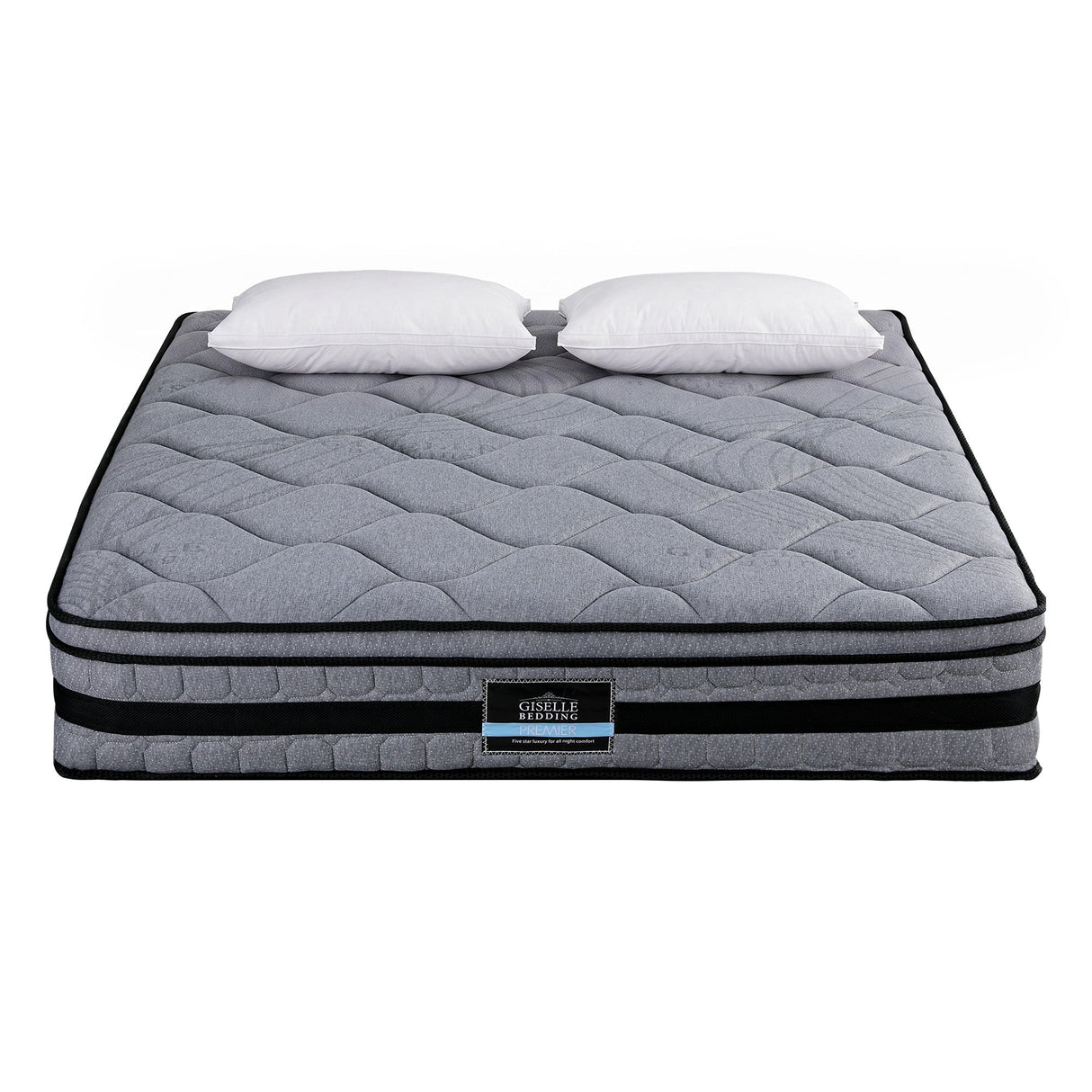 Giselle King 34cm Euro Top Pocket Spring Mattress with 2 Feather Down Pillows Set