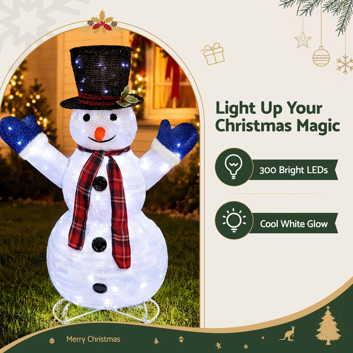 3 PCS Christmas Lights 330 LED Fairy Light Snowman Decorations Jingle Jollys