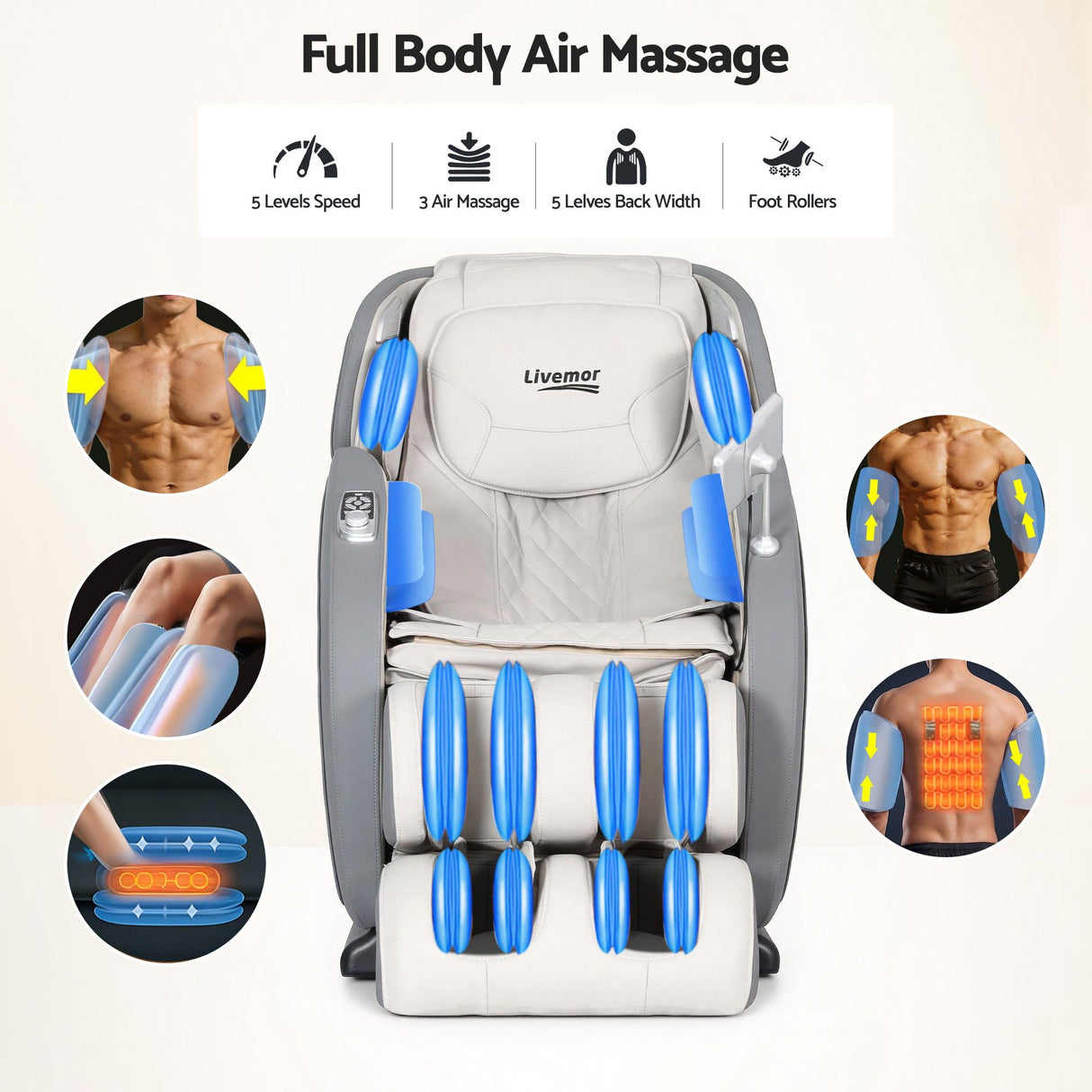 Livemor 4D Massage Chair Electric Recliner Home Massager Gary