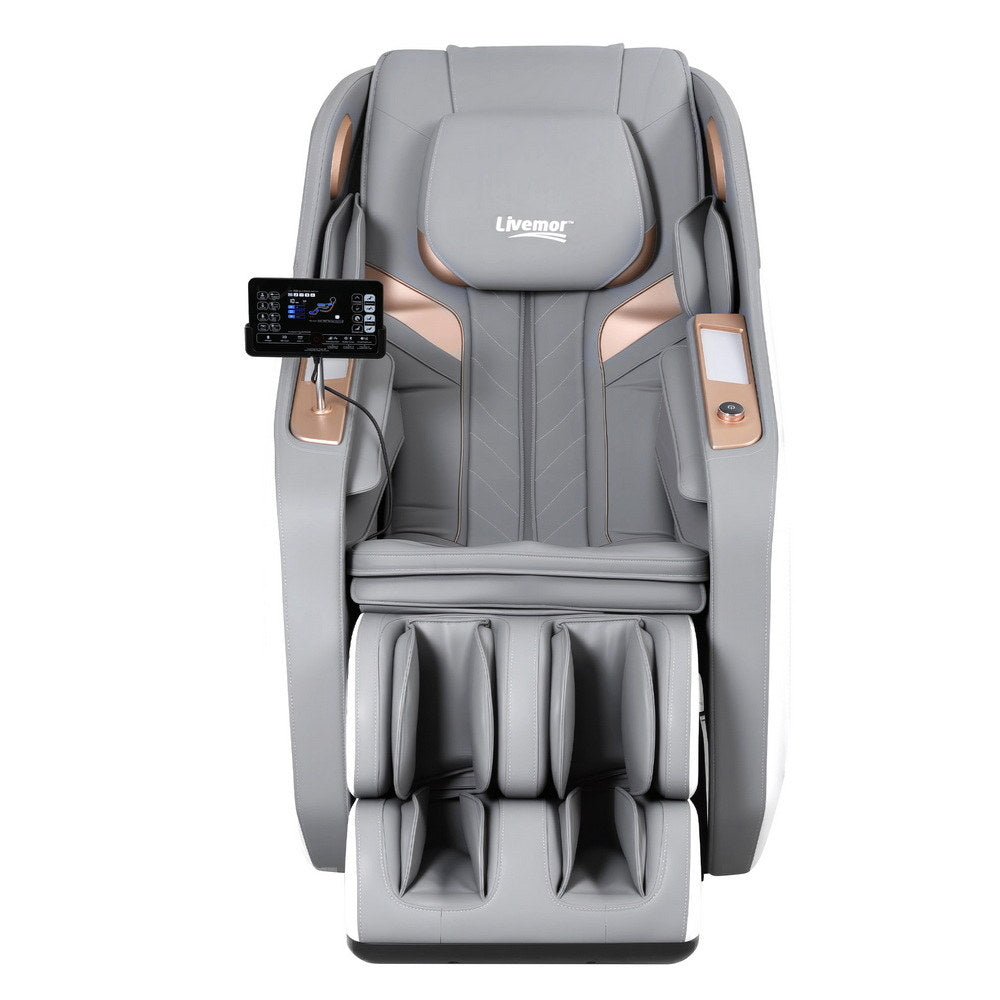 Livemor Massage Chair Electric Recliner Double Core Mechanism Massager ROWA White
