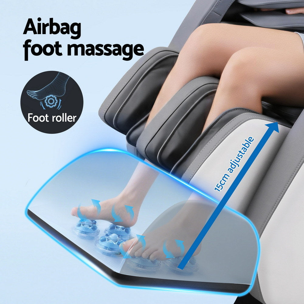 Livemor Massage Chair Electric Recliner Double Core Mechanism Massager ROWA White