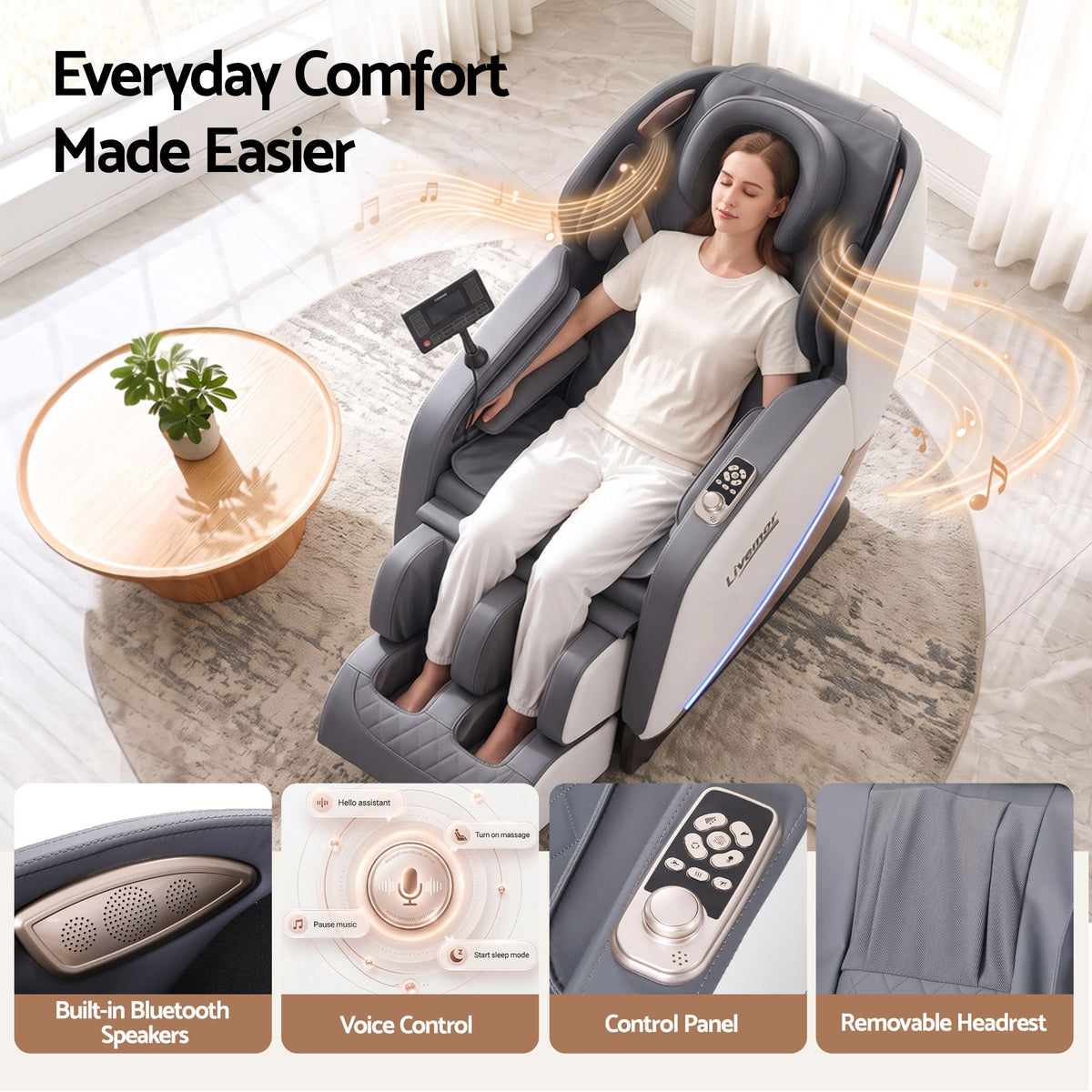 Livemor Beryl Full Body Massage Chair, Airbags Massage, Zero Gravity, with Heat, Electric Recliner