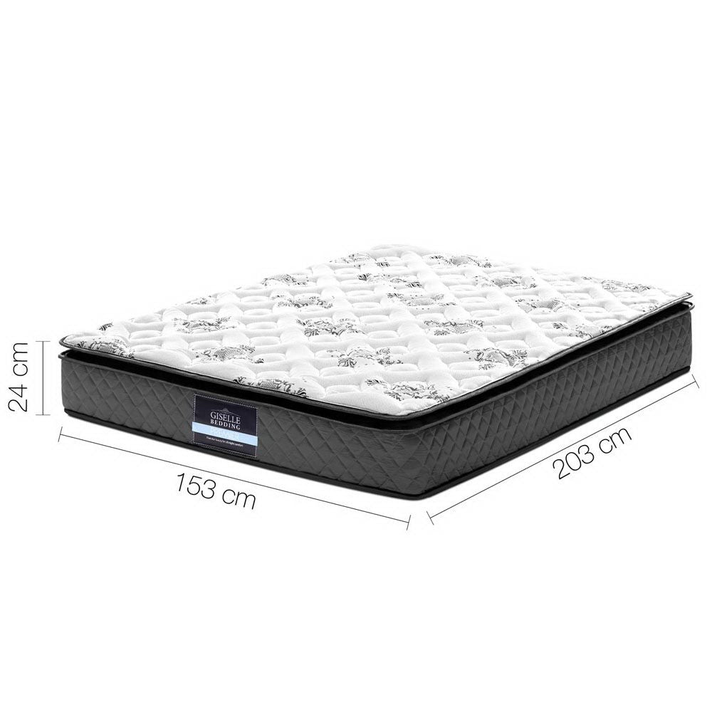 Giselle Bedding Queen Mattress 24cm Pillow Top Bonnell Spring Egg Crate