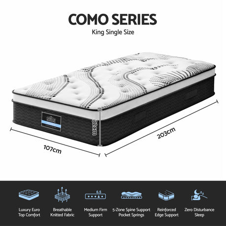 Giselle Bedding 32cm Mattress Euro Top King Single