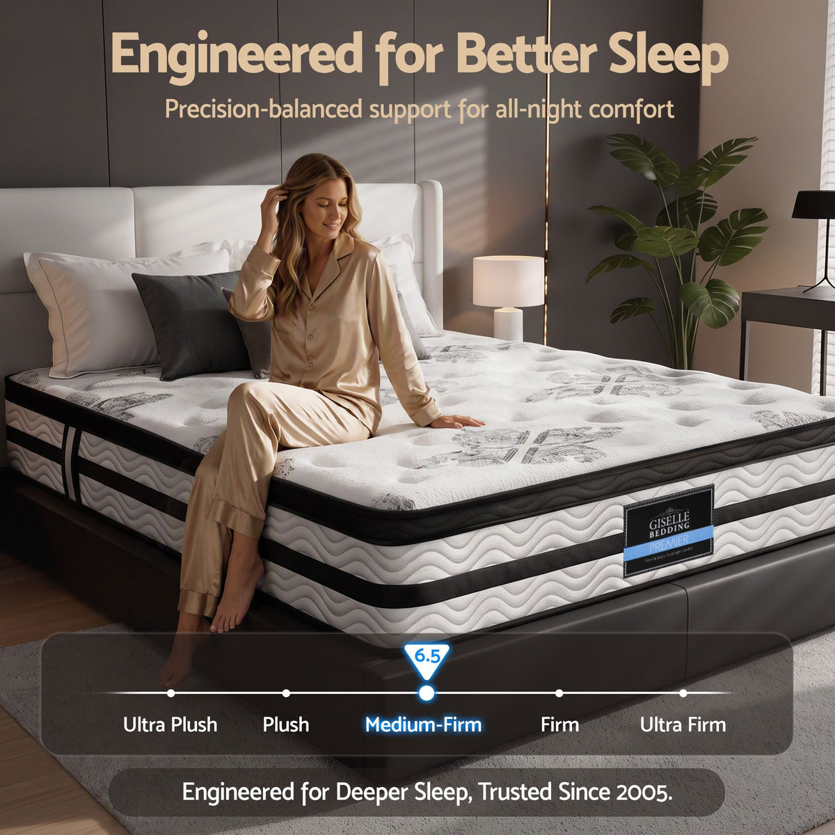 Giselle Bedding 34cm Mattress Euro Top Pocket Spring Queen