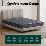 Giselle Bedding Double Mattress 16cm Bonnell Spring Medium Firm Tight Top