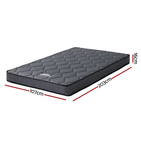 Giselle Bedding King Single Mattress 16cm Bonnell Spring Medium Firm Tight Top