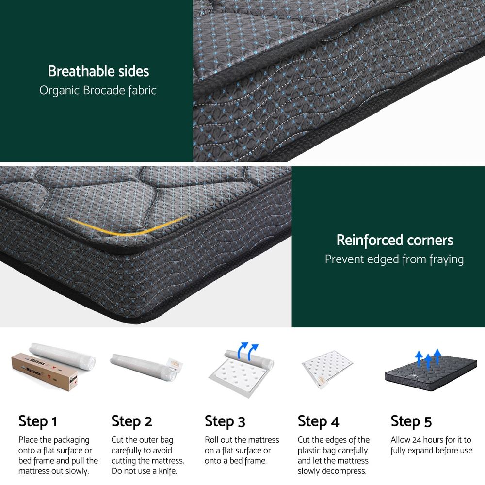 Giselle Bedding King Single Mattress 16cm Bonnell Spring Medium Firm Tight Top