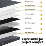 Giselle Bedding Queen Mattress 16cm Bonnell Spring Medium Firm Tight Top