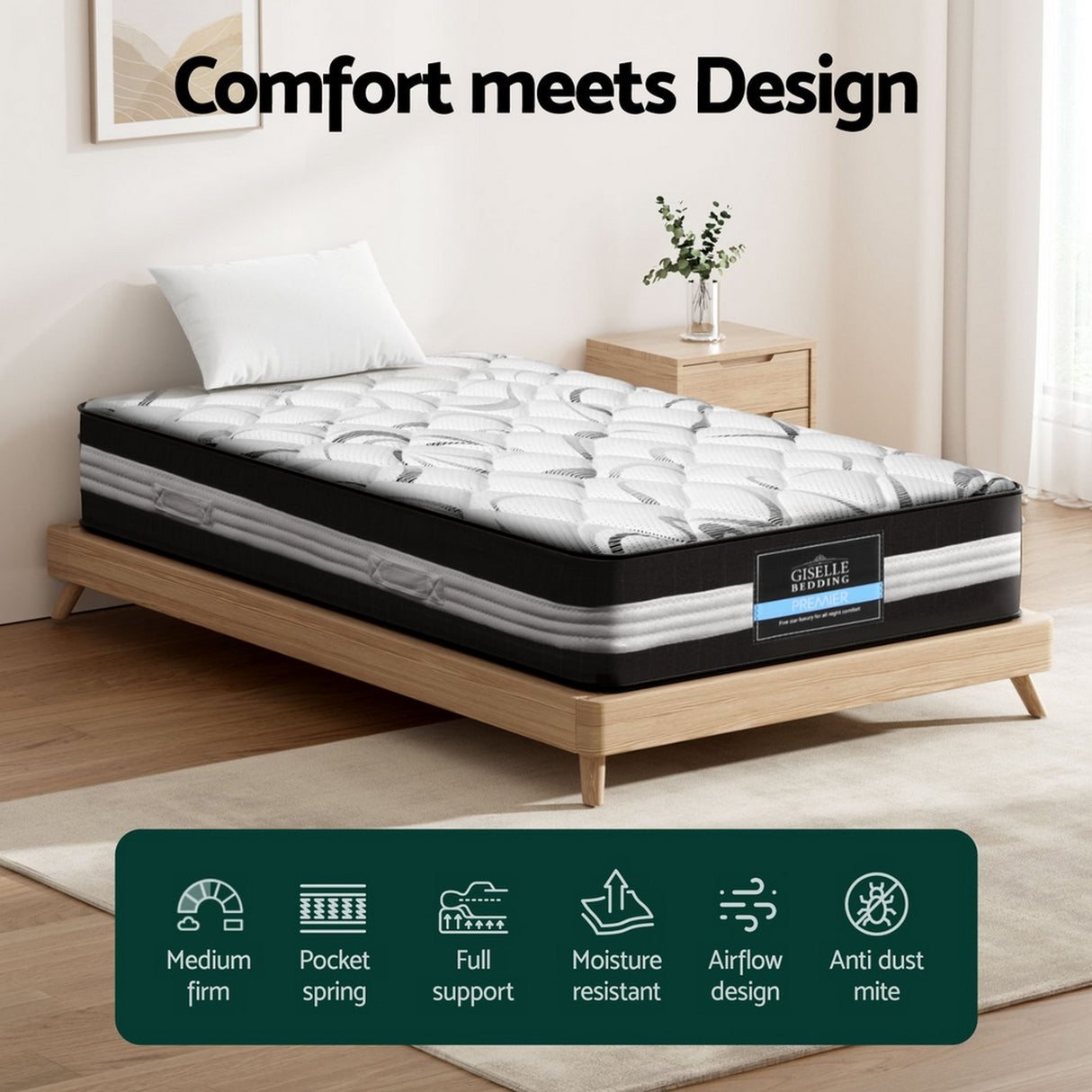 Giselle Bedding 30cm Mattress Medium Firm King Single