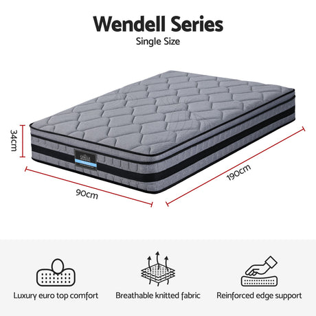 Giselle Bedding 34cm Single Mattress Hybrid, Pocket Spring Bed Mattress
