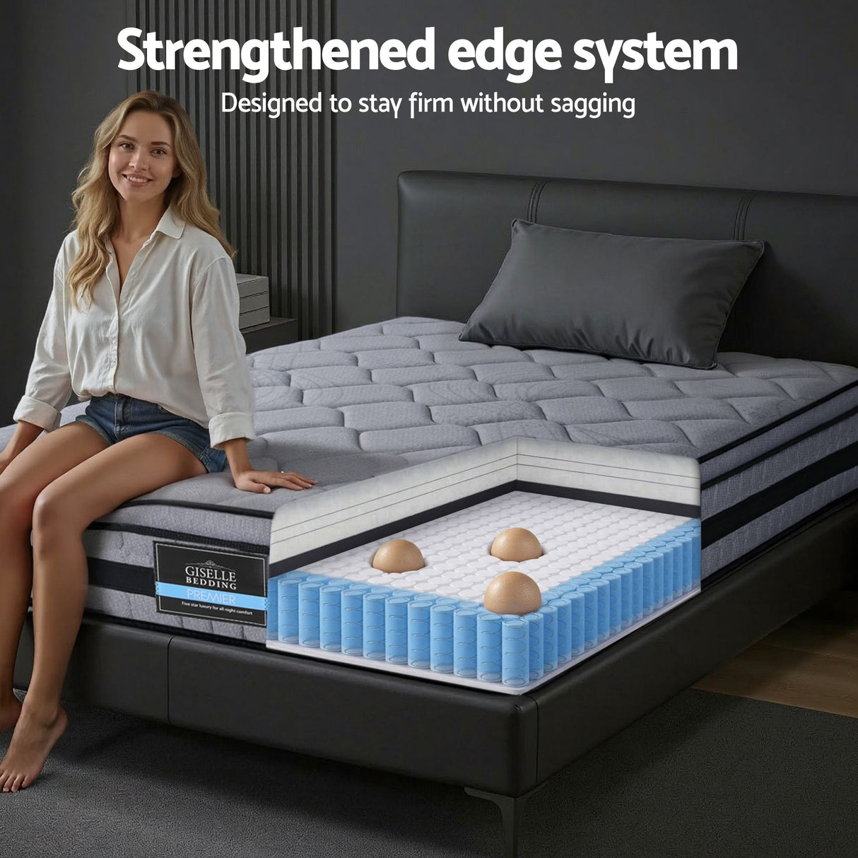 Giselle Bedding 34cm Single Mattress Hybrid, Pocket Spring Bed Mattress