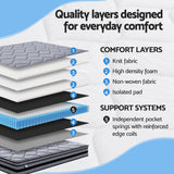 Giselle Bedding 34cm Single Mattress Hybrid, Pocket Spring Bed Mattress