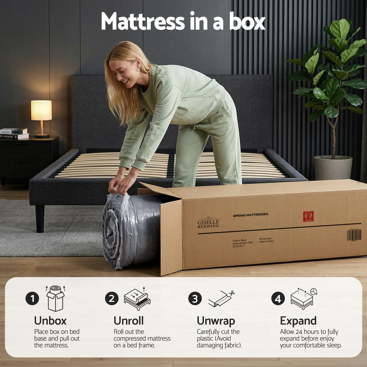 Giselle Bedding 34cm Single Mattress Hybrid, Pocket Spring Bed Mattress