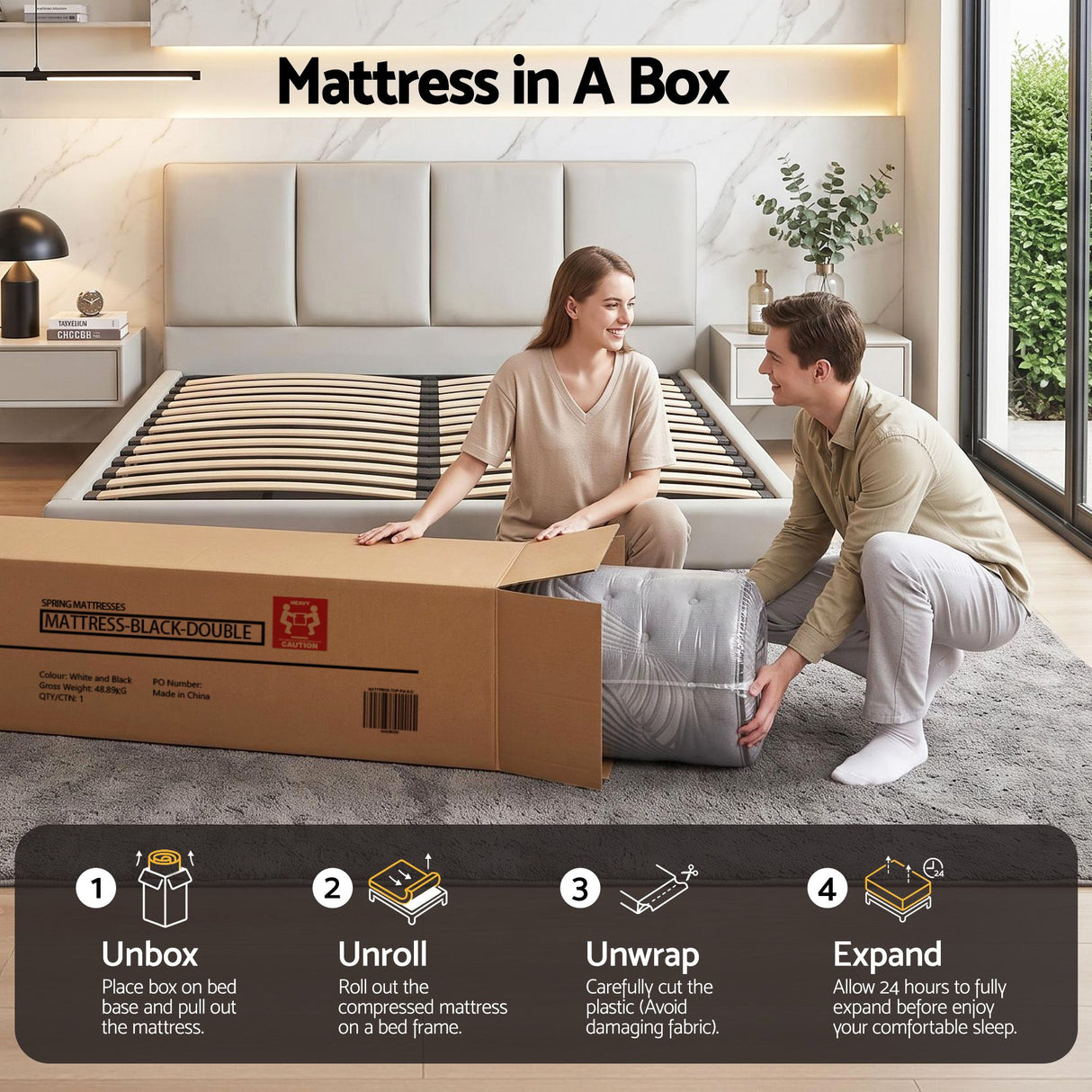Giselle Bedding 34cm Mattress Bamboo Cover Double