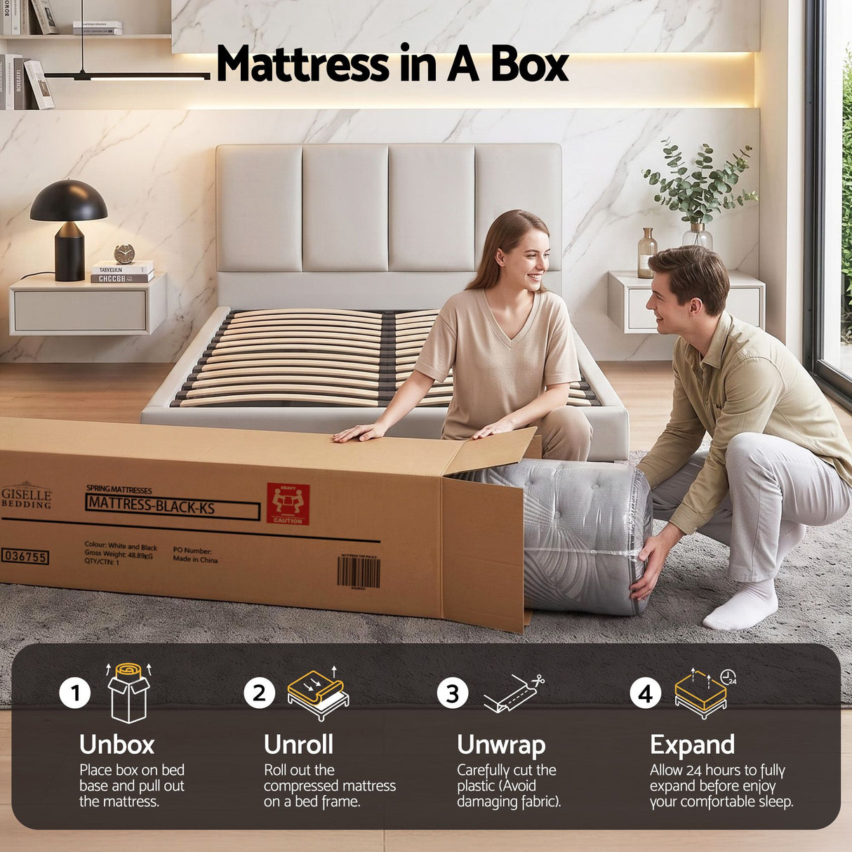 Giselle Bedding 34cm Mattress Bamboo Cover King Single