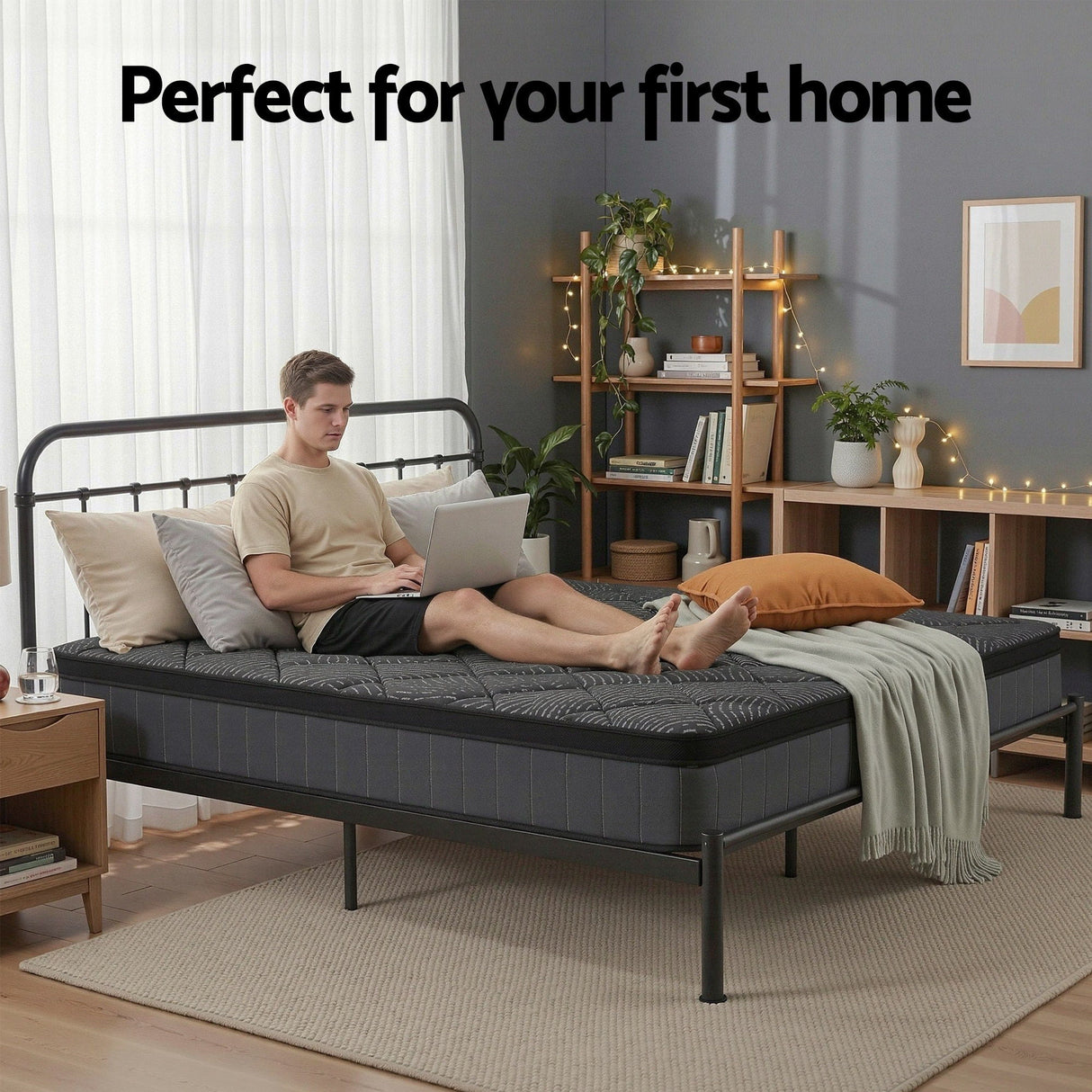 Giselle Bedding Queen Mattress 25cm Pocket Spring Latex Euro Top Medium Firm Bed