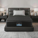 Giselle Bedding King Single Mattress 34cm Euro Top with 5-Zone Pocket Spring Support Black