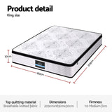 Giselle Bedding 30cm Mattress Pocket Spring Medium Firm Foam Euro Top King