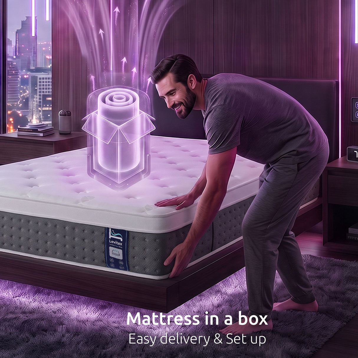 Levitex King Single Mattress Lumbar Support, 5-Zone Pocket Springs & 2-Row Hardened Edges for Deep Sleep, Cooling Gel Memory & Egg-Crate Foam