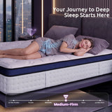 Levitex 35CM Queen Mattresses Gel Memory Foam and 7-Zone Ergonomic Pocket Spring, Anti-Roll Dual-Row Edge, Undisturbed Deep Sleep For Restless Couples, Triple Cooling System
