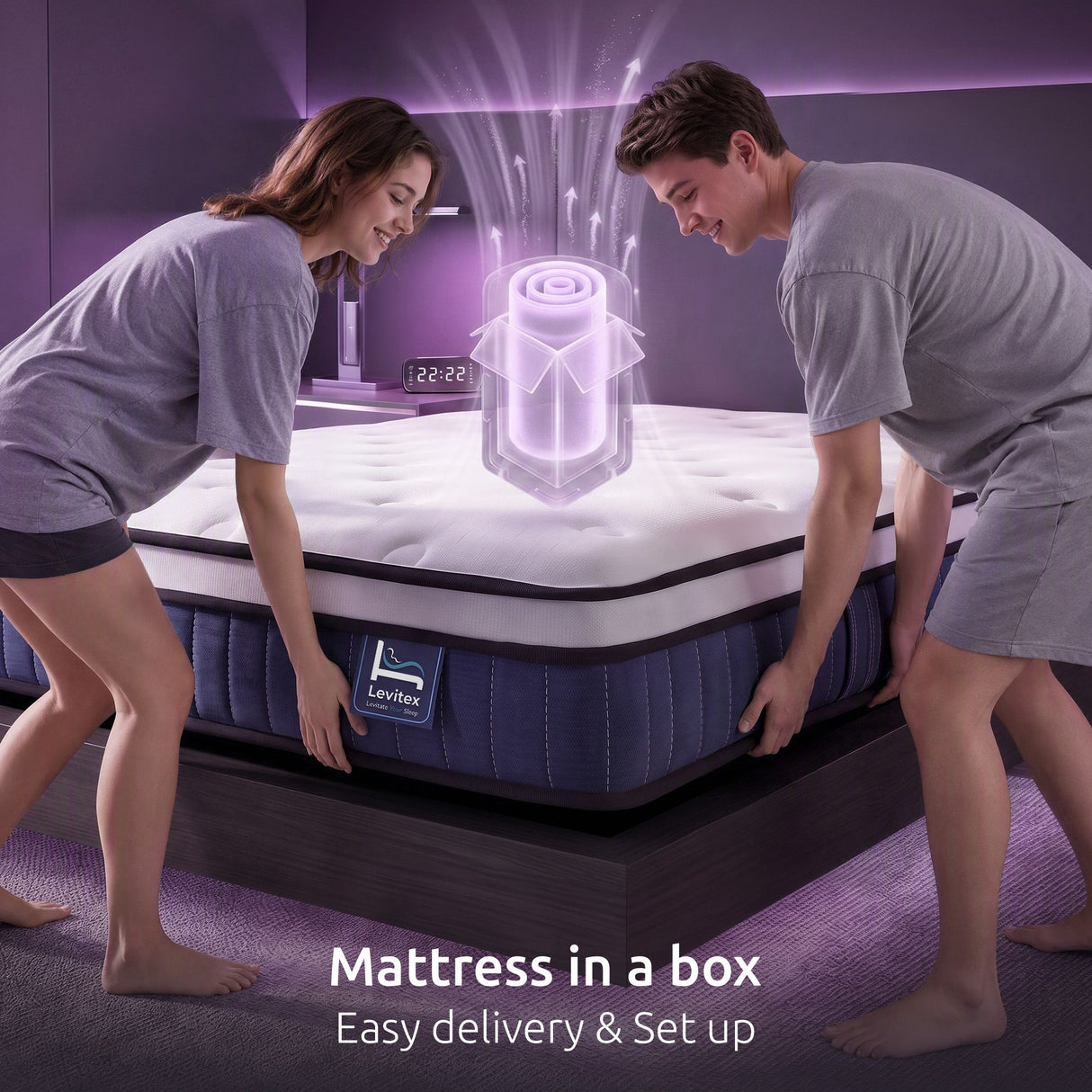 Levitex King Mattress 23CM With Pocket Spring & Cooling Gel Foam, Medium-Firm Full-Body Support, Mattresses In A Box