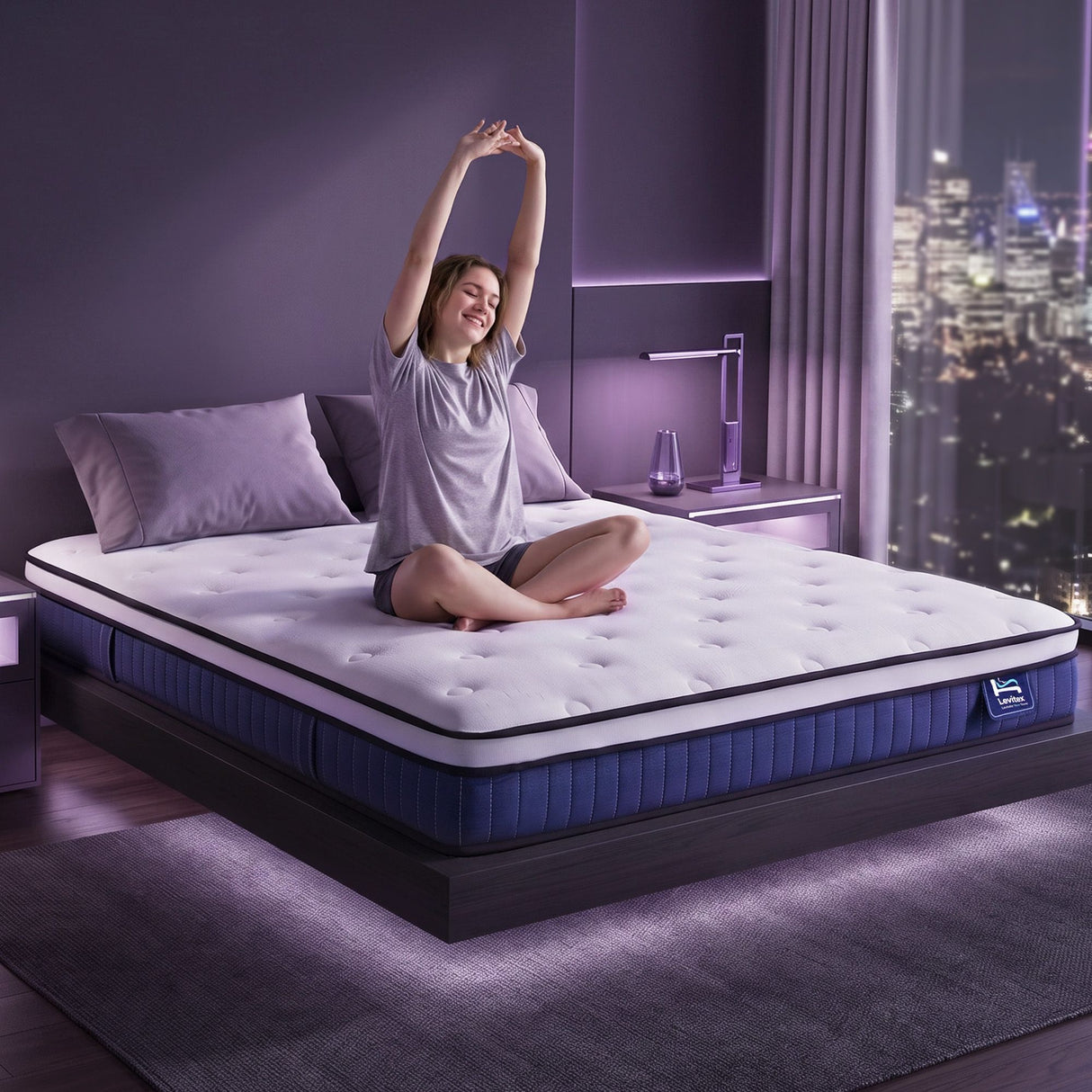 Levitex King Mattress 23CM With Pocket Spring & Cooling Gel Foam, Medium-Firm Full-Body Support, Mattresses In A Box