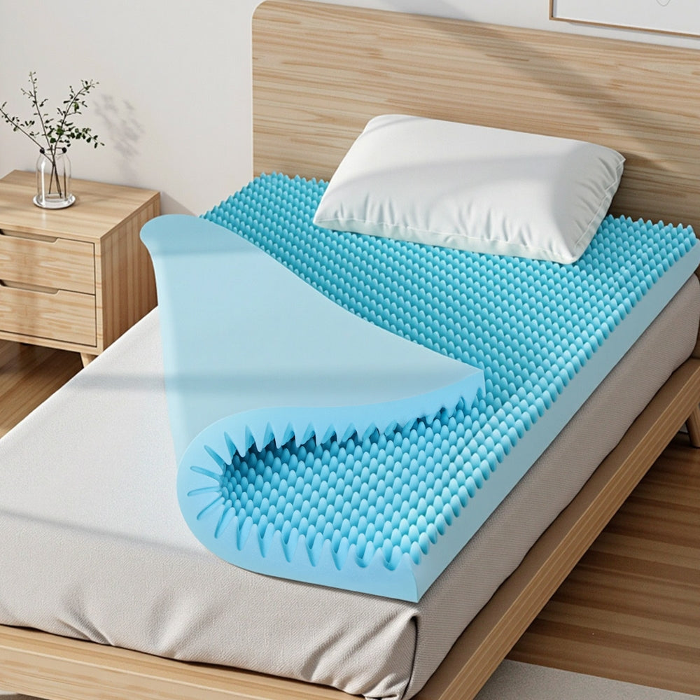 Giselle 8cm Memory Foam Mattress Topper Gel Egg Crate Foam Bamboo Single
