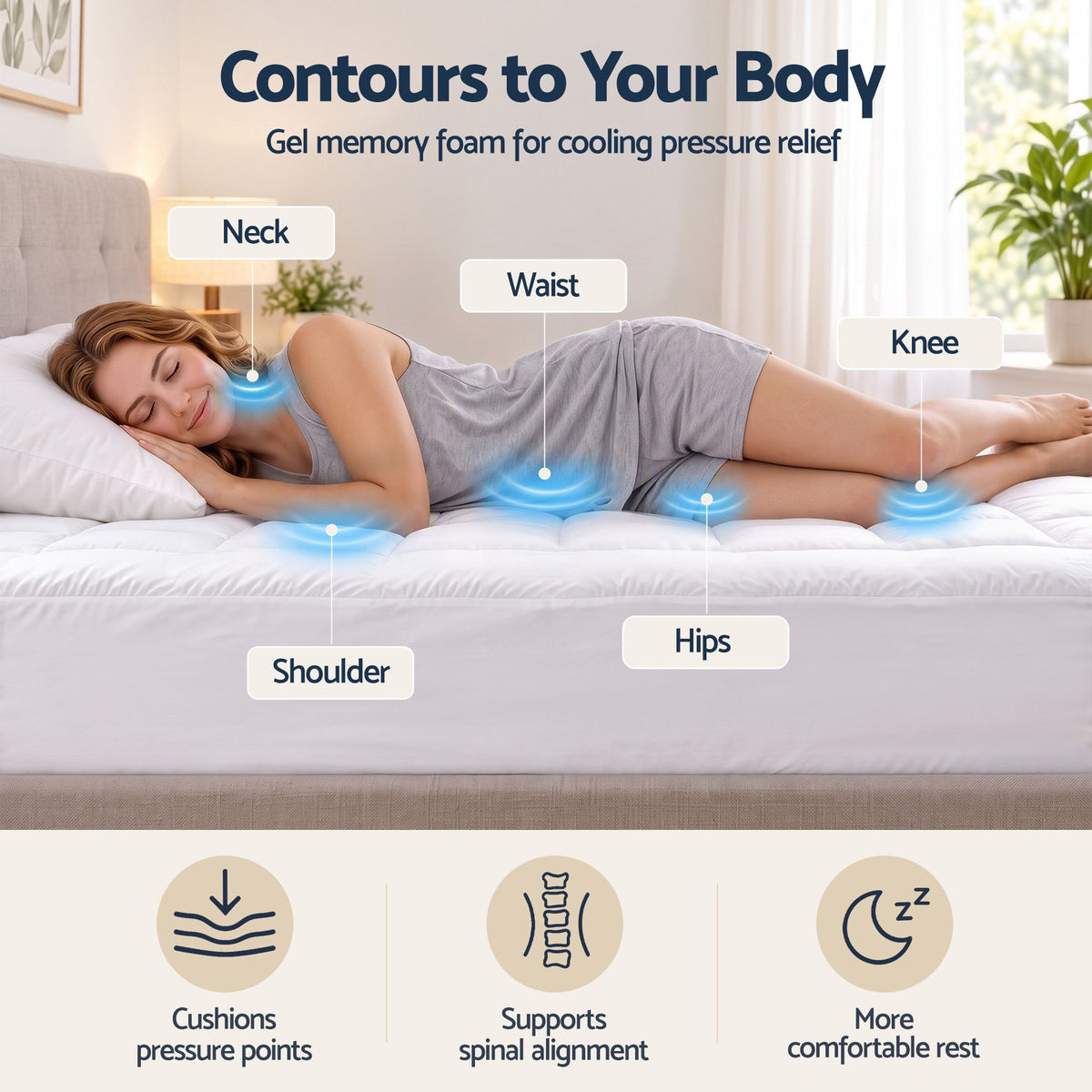 Giselle 5cm Single Memory Foam Mattress Topper Pillow Top with Gel Foam