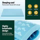 Giselle Bedding Memory Foam Mattress Topper Ventilated Cool Gel 5cm King Single