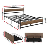 Artiss Bed Frame Queen Size Metal Frame with 2 Drawers DREW