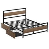 Artiss Bed Frame Queen Size Metal Frame with 2 Drawers DREW