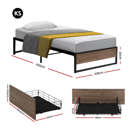 Artiss Bed Frame Metal Frame King Single Bed Base 2 Drawers OSLO